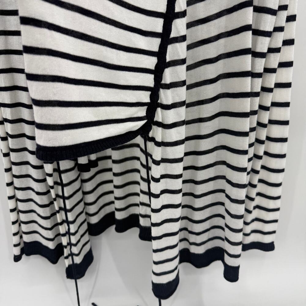 SAKS FIFTH AVE Womens Stripe Open Front Cardigan Size M Sweater Nautical Layer - Picture 3 of 8